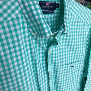 VINEYARD VINES Slim Fit Green Check Tucker Shirt Size  L